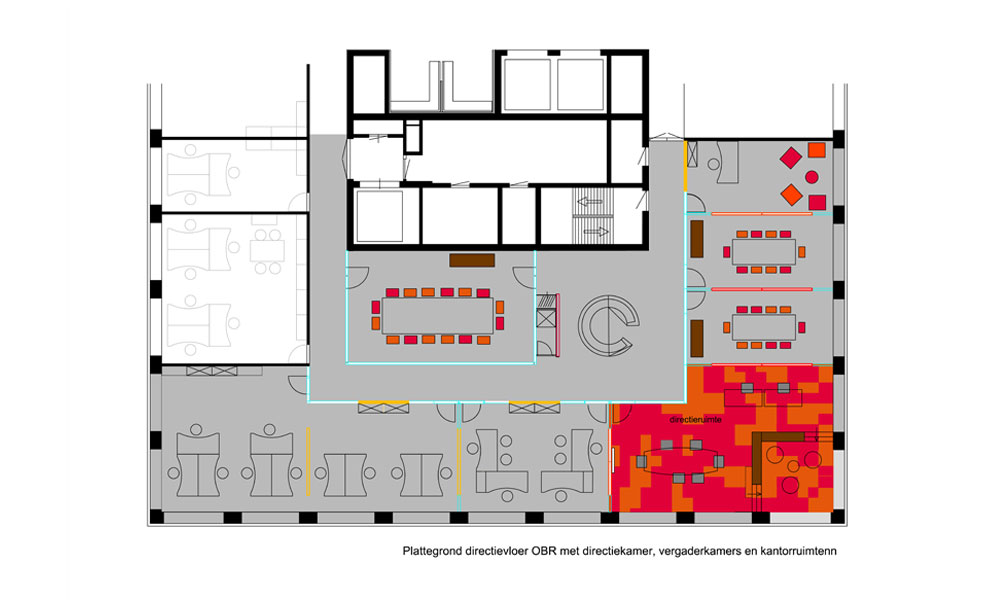 plattegrond ontwerp directievloer OBR, gemeente Rotterdam (ontwerp: maryam pans)