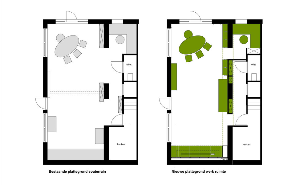 plattegrond interieurontwerp souterrain door maryam pans